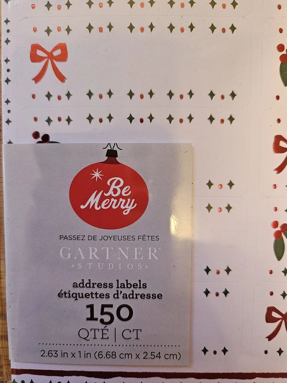 Gartner Studios Red Bow & Green Holly Address Labels